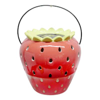 Sunny Club Strawberry Ceramic Outdoor Lantern, 7"