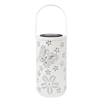 White Butterfly Solar Outdoor Lantern, 8"