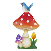 Blue Bird Mushroom Outdoor Wall Decor, 20"