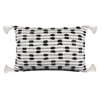 Found & Fable Black & White Textured with Tassels Lumbar Outdoor Throw Pillow, 14x20