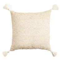 Found & Fable Natural Textured Outdoor Throw Pillow with Tassels, 18"