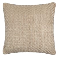 Honeybloom Natural Textured Grid Woven Square Outdoor Throw Pillow, 18"