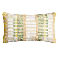 Honeybloom Green & Yellow Block Stripe Lumbar Outdoor Throw Pillow, 14x20