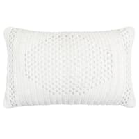 Providence White Knotted Crochet Lumbar Outdoor Throw Pillow, 14x22