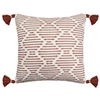 Tracey Boyd Rust & Natural Geo Outdoor Throw Pillow with Tassel, 20"
