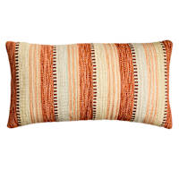 Ty Pennington Aqua Blue Textured Stripe Outdoor Lumbar Throw Pillow with Tassels, 14x22