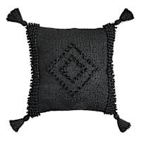 Tracey Boyd Black Chunky Diamond Outdoor Throw Pillow with Tassel, 18"