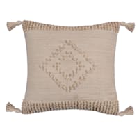 Tracey Boyd Tan Chunky Diamond Outdoor Throw Pillow with Tassels, 18"