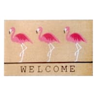 Welcome Flamingo Coir Mat, 18x30