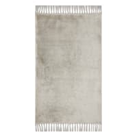 Grey Knit with Fringe Washable Accent Rug, 2x4