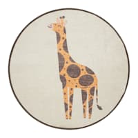 Tiny Dreamers Giraffe Round Washable Accent Rug, 3'