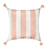 Providence Pink & White Cabana Stripe Outdoor Throw Pillow with Tassels, 18"
