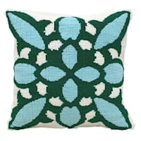 Found & Fable Turquoise & Green Tropical Tile Square Outdoor Throw Pillow, 18"