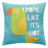 Turquoise Parrot Tropic Like It's Hot Square Outdoor Throw Pillow, 17"