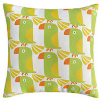 Green Parrot Pattern Square Outdoor Throw Pillow, 17"