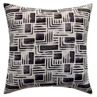 Crosby St. Black & White Watercolor Geo Print Square Outdoor Throw Pillow, 17"