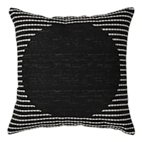 Crosby St. Black Circle Modern Square Outdoor Throw Pillow, 18"