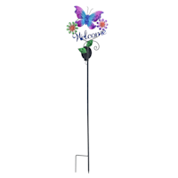 Welcome Butterfly Metal Solar Yard Stake, 36"