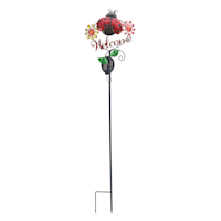 Ladybug Welcome Solar Metal Yard Stake, 36"