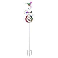 Hummingbird Metal Wind Spinner Yard Stake, 48"