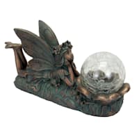 Solar Glass Ball & Fairy Outdoor Garden Statue, 11"