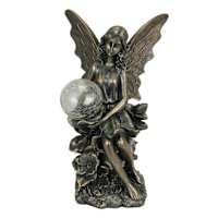 Solar Glass Ball & Fairy Outdoor Garden Statue, 17"