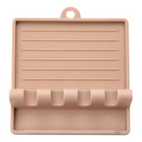 4-Slot Tan Silicone Utensil Rest