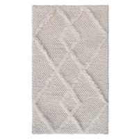 (A514) Found & Fable Ivory Diamond Patterned Wool Accent Rug, 27x45