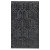 (B867) Crosby St. Kilim Charcoal Geo Matrix Washable Accent Rug, 3x5