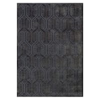 (B867) Crosby St. Kilim Charcoal Geo Matrix Washable Area Rug, 5x7