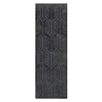 (B867) Crosby St. Kilim Charcoal Geo Matrix Washable Runner, 2x6