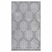 (B868) Crosby St. Kilim Grey Geo Matrix Washable Accent Rug, 3x5