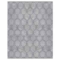 (B868) Crosby St. Kilim Grey Geo Matrix Washable Area Rug, 8x10