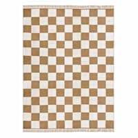 (B871) Honeybloom Brown & Natural Checkered Jute Area Rug, 5x7