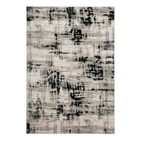 (B869) Crosby St. Mackenzie Neutral & Black Abstract Area Rug, 5x7