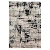 (B869) Crosby St. Mackenzie Neutral & Black Abstract Area Rug, 7x10
