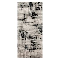 (B869) Crosby St. Mackenzie Neutral & Black Abstract Runner, 2x7