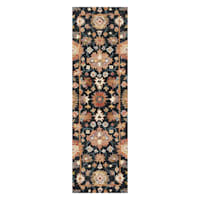 (A510) Pierce Black & Multicolor Floral Design Runner, 2x7