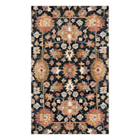 (A510) Pierce Black & Multicolor Floral Design Accent Rug, 3x5