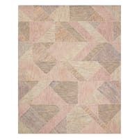 (A511) Tracey Boyd Sherman Gold & Blush Geo Design Area Rug, 8x10