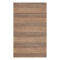(B870) Found & Fable Aaron Brown & Natural Striped Jute Accent Rug, 3x5