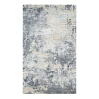 (B875) Crosby St. Dove Grey Splash Patterned Washable Accent Rug, 3x5