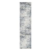 (B875) Crosby St. Dove Grey Splash Patterned Washable Runner, 2x8