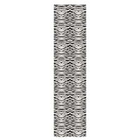 (B877) Found & Fable Dove Grey & Black Tiger Patterned Washable Runner, 2x8