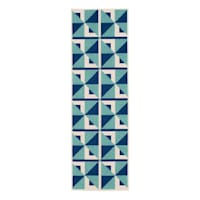 (E503) Sunny Club Blue Pinwheel Primo Outdoor Runner, 2x6
