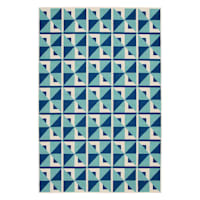 (E503) Sunny Club Blue Pinwheel Primo Outdoor Accent Rug, 3x5