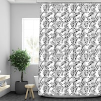 13-Piece Black Bethany Print Shower Curtain Set, 70x72