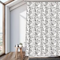 13-Piece Grey Leaves Print Shower Curtain Set, 70x72