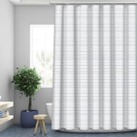 13-Piece Blue Stitched Print Shower Curtain Set, 70x72