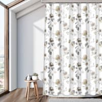 13-Piece Grey Blooming Print Shower Curtain Set, 72"